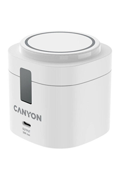 CANYON Ασύρματος φορτιστής Qi2 με θύρα USB-C, Παροχή ισχύος 30W, Λευκός, OnCh...