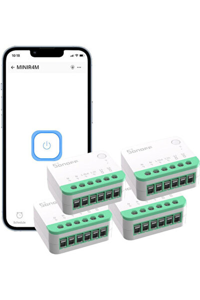 Sonoff Μίνι Έξυπνος Διακόπτης Wi-Fi (Με Ουδέτερο Καλώδιο) 4 Τεμάχια