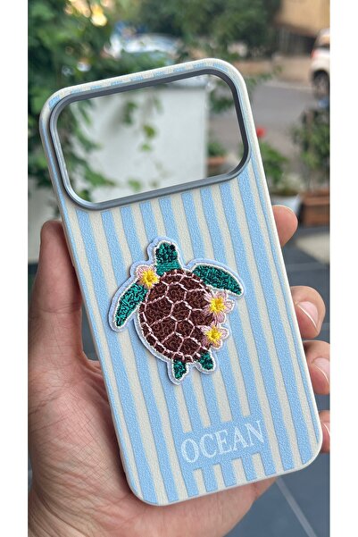 EDELFU iPhone 17 PRO / 18 PRO uyumlu - Kaplumbağa Nakışlı, Çizgili Silikon So...