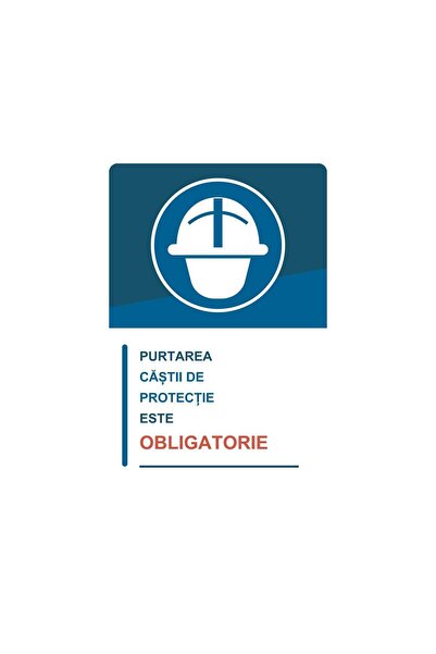PAS Sticker „Purtarea căștii de protecție este obligatorie”, PVC autoadeziv, ...