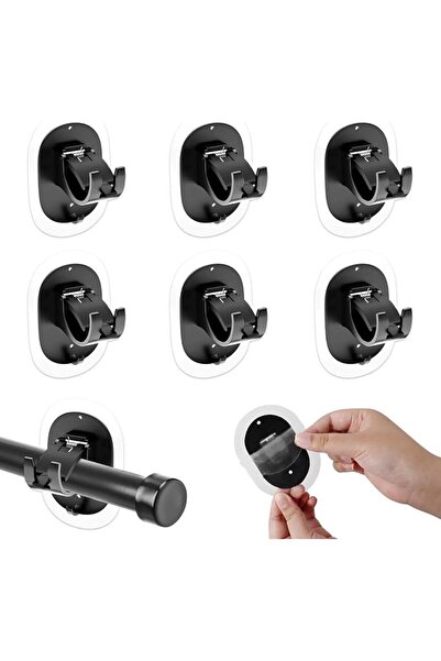 GENERAL Self Adhesive Curtain Hooks, 6PCS Curtain Rod Bracket Holder, Adhesiv...