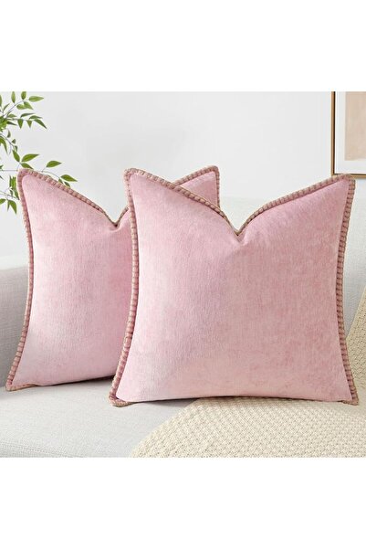 Tazweeq 2Pcs Chenille Soft Throw Pillow Covers, Farmhouse Style with Stitched...