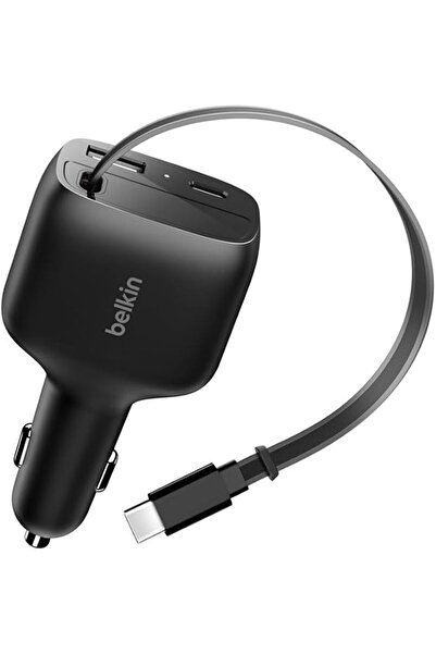 Belkin USB C Car Charger 75W with 30 inches Retractable USB C Cable - iPhone ...