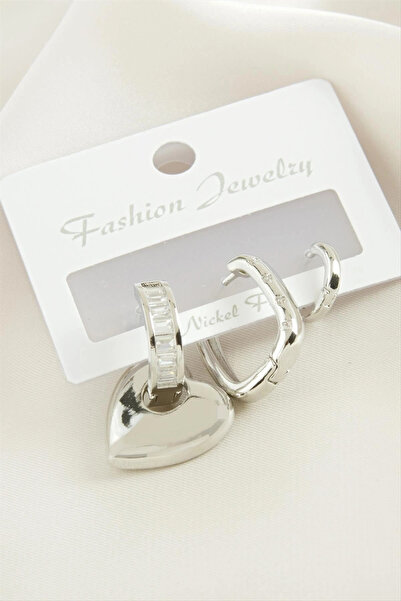 Mercansa 3 pieces heart zircon stone earrings
