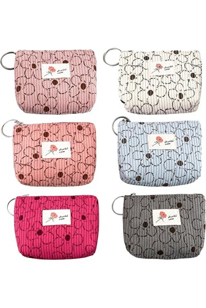KASTWAVE Mini Cosmetic Bag for Women 6 Pack Corduroy Canvas Zipper Pouch Trav...