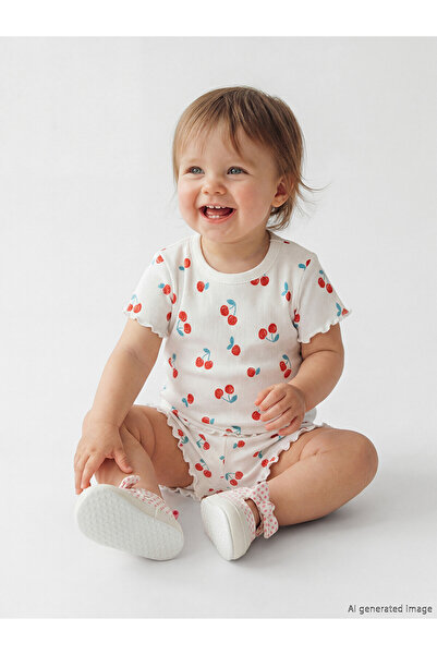 LC Waikiki Two Mt Shop Quality Cherry Printed Baby Girl Shorts Set