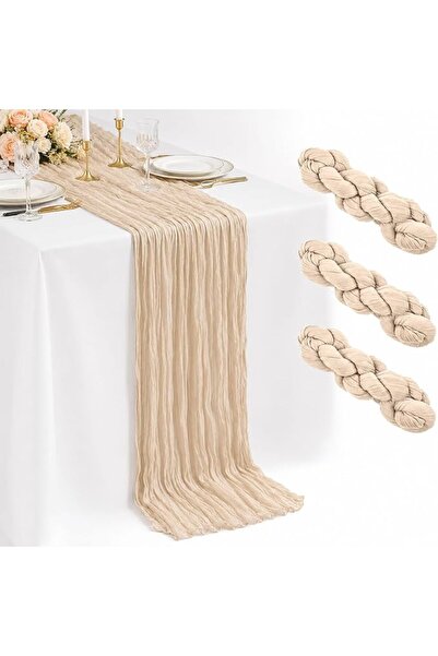 Generic 3 Pcs Cheesecloth Table Runner 300cm, Boho Gauze Table Runner Set for...