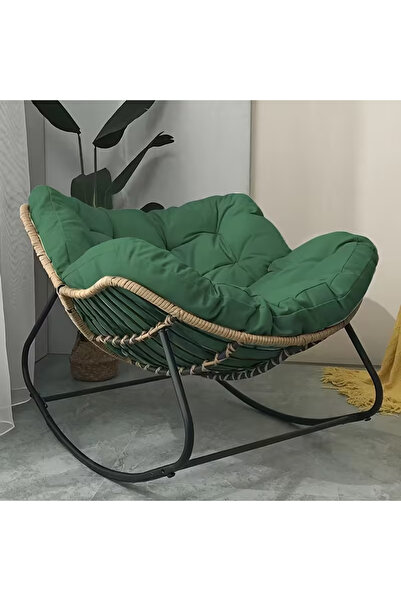 Enjoylifeme Outdoor Egg Rocking Chair, Indoor Papasan Rocking Chair with Thic...