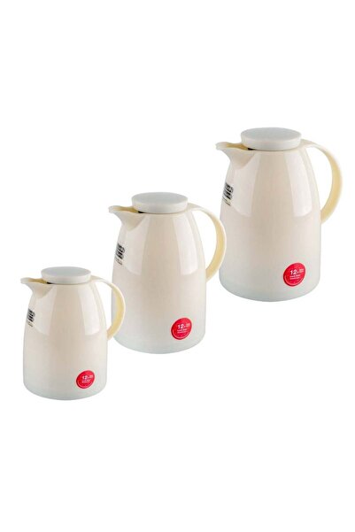 BASURRAH Glossy beige tea thermos set, 3 pieces, size 1.5 - 1 - 0.5 litres