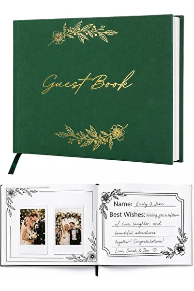 GENERAL FOCHIER F Beautiful Green Guset Book for Wedding Reception,Classic Gu...