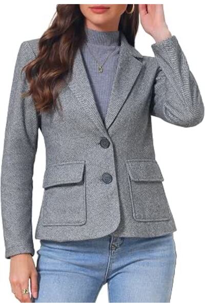 Allegra K Blazer for Women Herringbone Tweed Business Casual Suit Jackets | N...