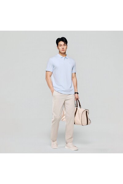 Giordano قميص بولو رجالي بقصة ضيقة وملمس سائل