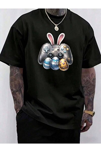2BIR Casualslim Rabbit Ear Game Controller Easter Men's Short Sleeve-Shirt, P...