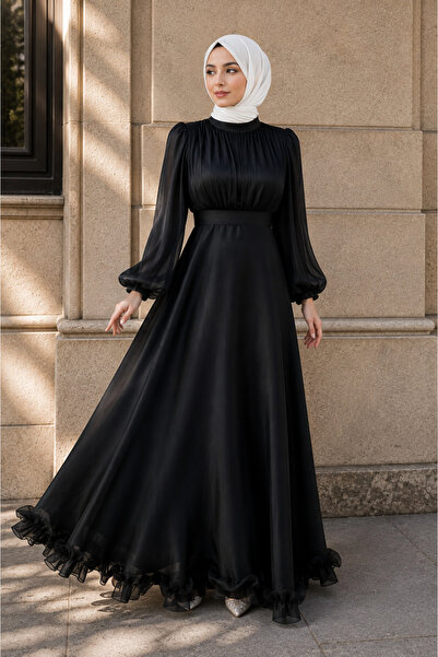 Generic Brand Fi̇truka Tesettür Janjan Belted Skirt with Ruffles Dress
