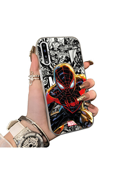 Hontinga Samsung Galaxy A50 Uyumlu Spiderman Desenli Silikon Kenar Sert Arka ...