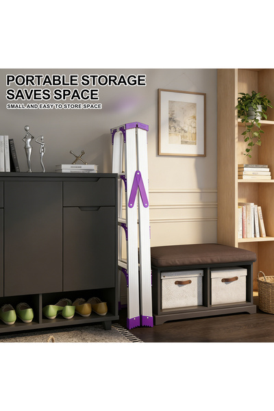 Vitakit Aluminum Step Ladder, Foldable Household Ladder Thickened Anti Slip Wide Pedal Heavy Duty Portable A Frame Ladder For Home Cleaning Warehouse Maintenance