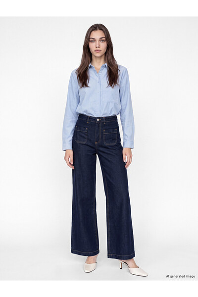 LC Waikiki Lcw Modest Indigo Wideleg Women's Jean Pants
