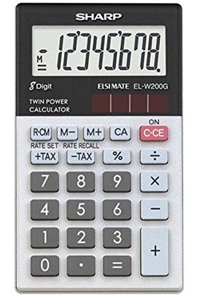 Sharp Calculator De Buzunar, 8 Digits, 105 X 60 X 8 Mm, El-W200Ggy - Gri Calc...