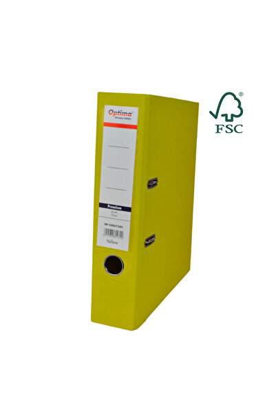 Optima A4 File Folder, Laminated Pp/Pp, Metal Edge, 75 Mm, Premium - Yellow