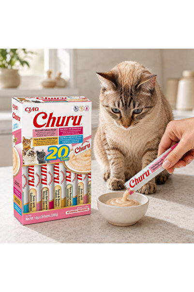 Inaba Ciao Churu Creamy Treats for Cats, Tuna with Salmon, Shrimp and Seafood...
