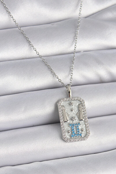 SORA GROUP 316L Steel Silver Color Chain Gemini Zodiac Sign Zircon Stone Wome...