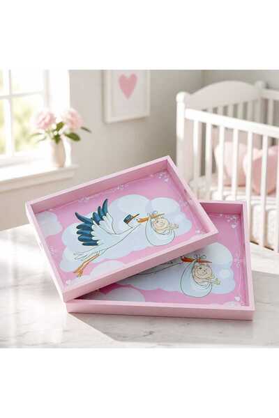 decotoys Wooden baptism trays 2/set baby blue