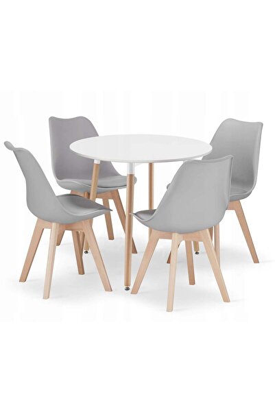 Oskar Set of round table - 4 chairs MARK gray
