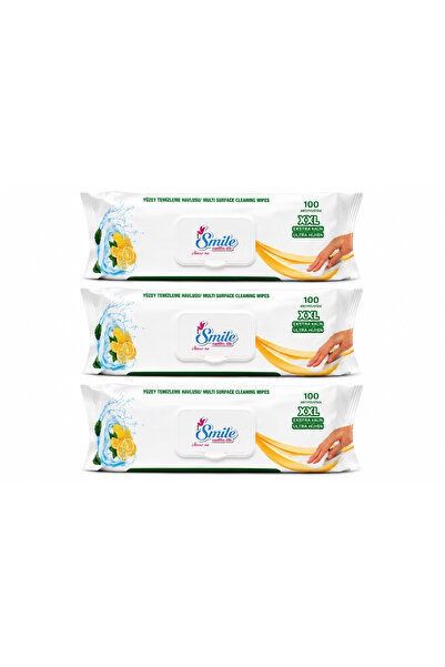 Brivo Clean Pack of 3 x L'Smile Surface Wipes, Lemon, XXL, Extra Thick and Du...