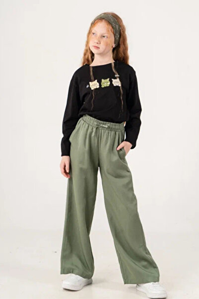 GİYİCEM TEKSTİL Girl's Wide Leg Tencel Touch City Style Jeans 2588