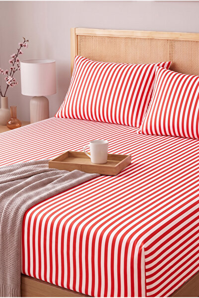 Medaillon Home Striped Cherry Pattern Double Bed Sheet Set |   Cotton |   160...