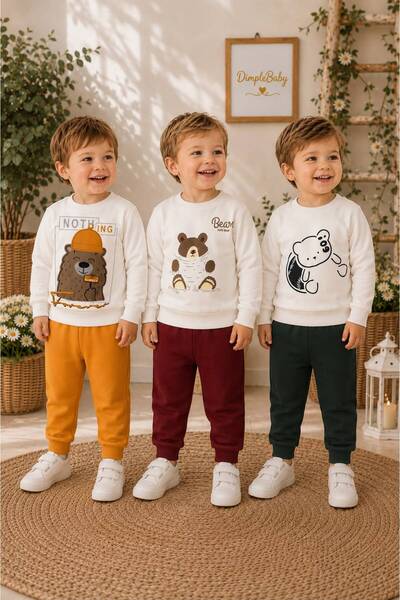 Organic Product DimpleBaby 3-Piece Baby Tracksuit Set – Teddy Bear Printed Lo...