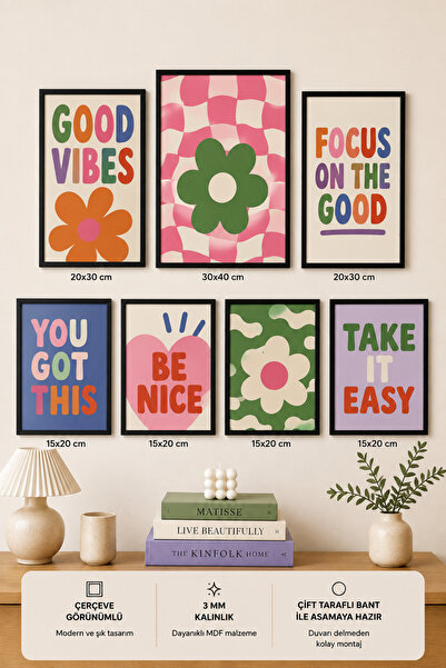 UNT 7-Piece Frame-Looking Modern Painting Set |   Retro & Pop Art |   Motivat...