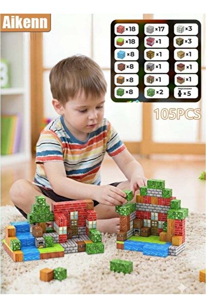 Aikenn 100 Pieces Magnetic Cubes Building Toy Blocks with Storage Bag Ideal G...