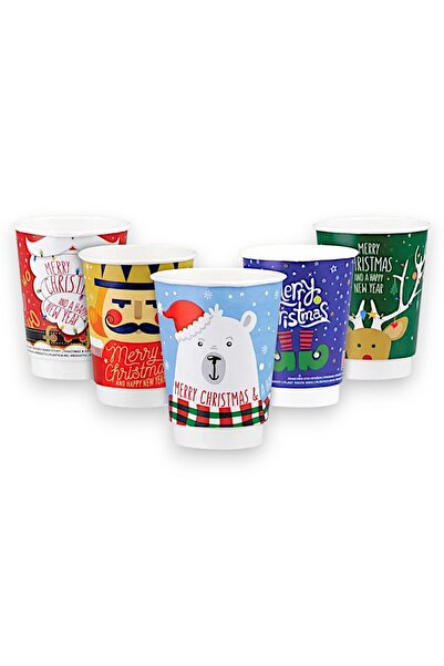 OEM DW CARDBOARD CUP 8 OZ, 240 ML, X-MAS, 25 PCS/SET