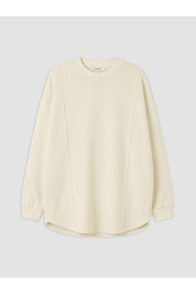 LC Waikiki Beige Crew Neck Women's Sweatshirt Tunic