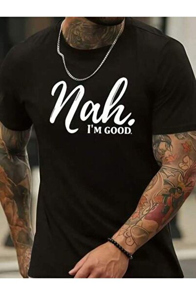23ERVA 1pc Womens Nah Im Good Letter Graphic TshirtCotton 180gsm.Printed Tee....