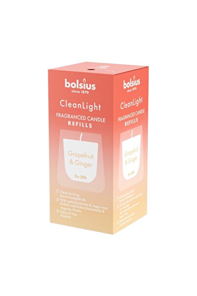 Bolsius Set 2 x 2 Lumanari Rezerva, CleanLight Bolsius, Gref si Ghimbir