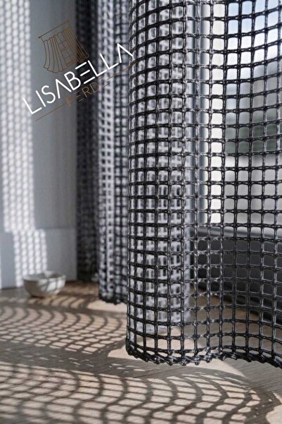 LisabellaHome Lino Grid Square Mesh Tulle 1X3 Tightly Pleated Modern and Eleg...