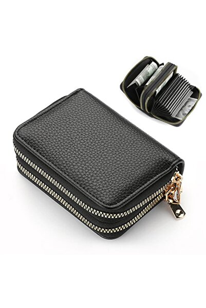 STARSTAR PU card holder 8.5x4x11.5cm multi-layer zipper large capacity.