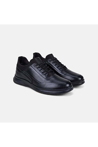 Desa Men's Black Flexible Ankle Leather Sports Shoes