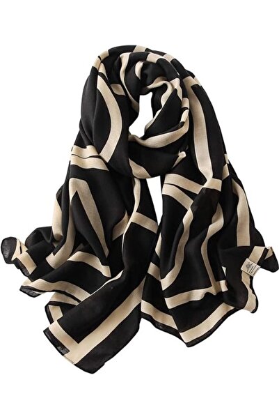 STARSTAR Women's scarf black striped patchwork warm winter.