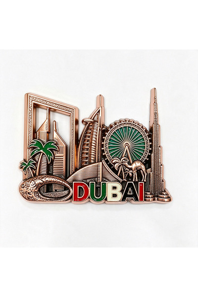 NUJET R587 City landmark metal relief refrigerator stickers gold and silver b...