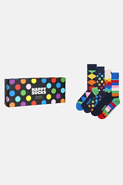 Happy Socks - Multi-Colored Mixed Patterned Cotton Socks Set of 4