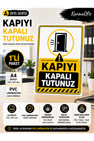KarmaOfis A4 Keep Gate Closed Warning Sign Pvc Laminated Keep Gate Closed Wor...