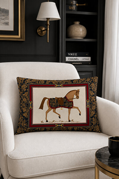 HOMESSA غطاء وسادة مزدوج بتصميم حصان عتيق مقاس 35x55 سم