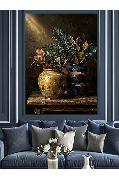 Artmeg Plantă verde în ghiveci, natură moartă, pânză decorativă - Tablou din ...