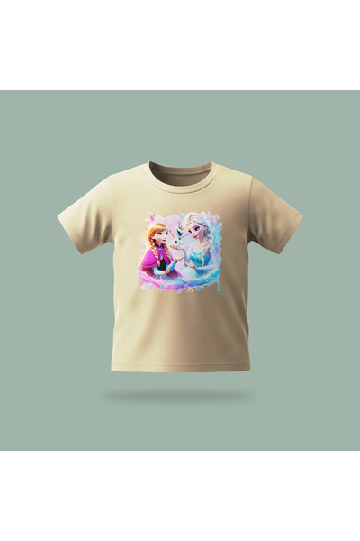 Erays Home Children's Elsa Frozen with Olaf Patterned Printed T-Shirt 100% Co...