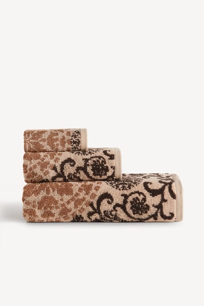 CEMETEKS Matilda Yarn Dyed 3-Piece Towel Set Caramel