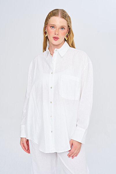Orfeo Negro Women's Single Pocket Relaxed Fit Solid Color Shirt