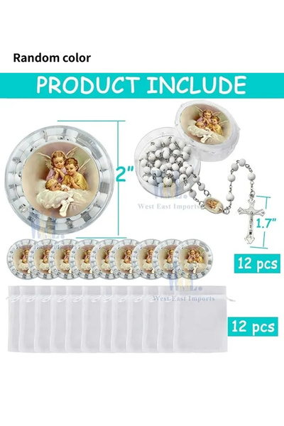 Choice Random color 6sets 6/12Sets Baptism Rosary Favors Angel Baby Pattern W...